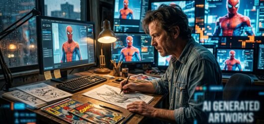 Homem desenhando home-aranha